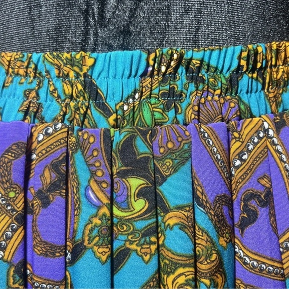 Vintage￼ Pleated Midi A Line Skirt ￼abstract Glam Design Andrea Gayle Size 6 - Picture 3 of 10
